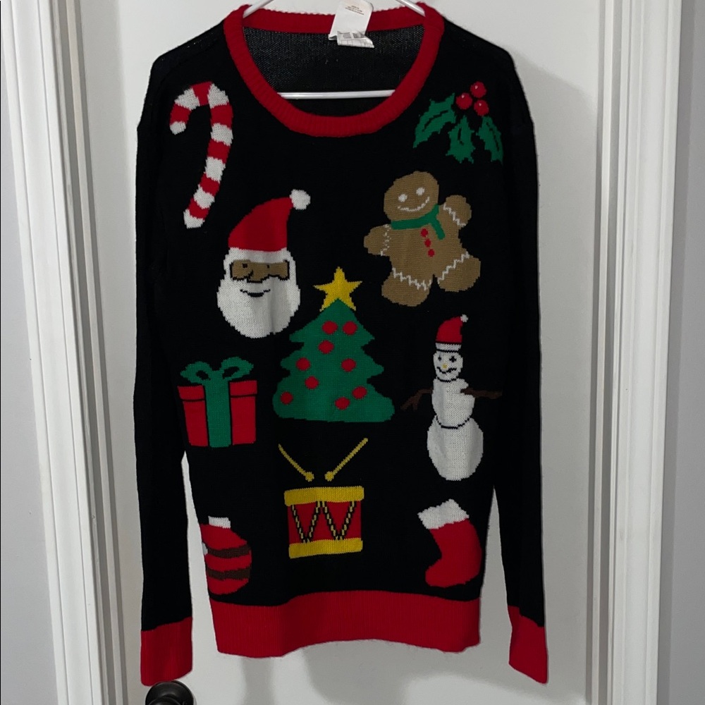 Festive Black Christmas Sweater